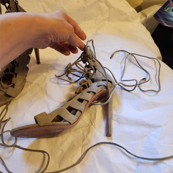 Aquazzura Gray Lace-Up Sandals - Picture 4 of 7